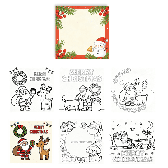 Yooma Random Non-Repeat Holiday Coloring Sticky Notes - 100 Pcs, Thick Paper Anti-Bleed, Christmas Decorative Memo