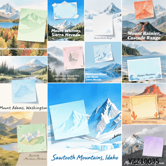 Yooma Watercolor Mountain Scenery Sticky Notes Set Nature Inspired Note Cards 100-Pack | 3.54"x3.54" Self-Stick Emotional Messages | Ideal for Office Desk Decor, School Lockers & Home Reminders