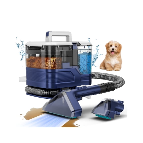 Yoomi Portable Carpet Cleaner, Upholstery & Area Rug Cleaner, Pet Friendly, Stain & Odor Remover, Perfect for Car Interiors, 2 Tools, Blue