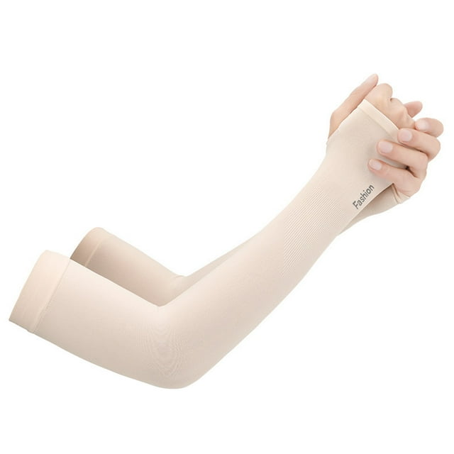 Yoone 1 Pair Arm Sleeves UV Protection High Elasticity Nylon Sweat Absorbing Cooling Cycling Arm Sleeves for Exercise