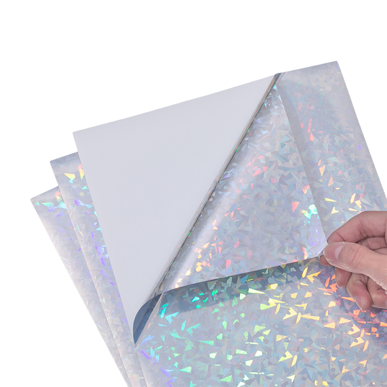 Yoone 10Pcs A4 Sticker Paper Bright Colors Waterproof Quick Drying DIY Transparent Holographic Design Self-adhesive Printed Paper for Gift