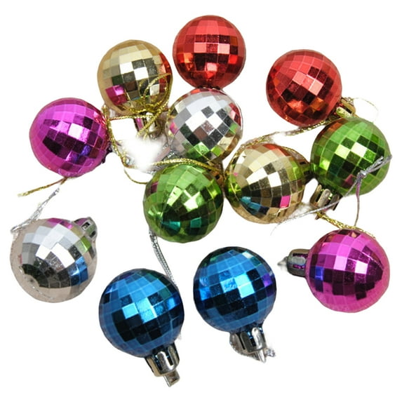 Yoone 12Pcs 3cm Christmas Tree Color Ball Shatterproof Multi-styles Electroplating Bright Color High Gloss Festival Prop Mini Xmas Party Decor Hanging Mirror Pumpkin Ball Pendant Party Supplies