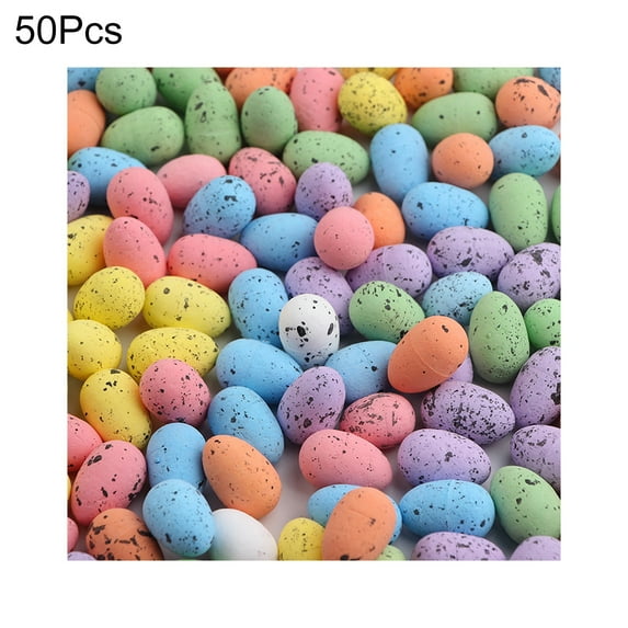 Yoone 50Pcs Colorful Mini Easter Egg DIY Crafts Home Decoration,Small Spotted Simulated Pigeon Egg Ornament Kit Festival Gift