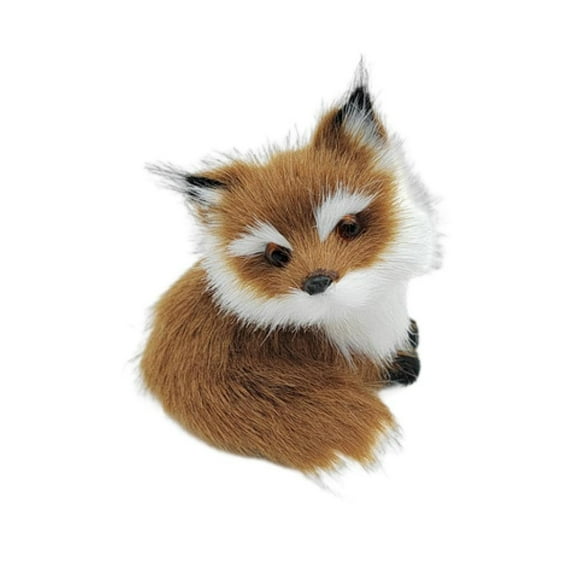 Yoone Cute Simulation Fox Lovely Realistic Mini Animal Figure Plush Toy Ornament Plastic Faux Fur Fo