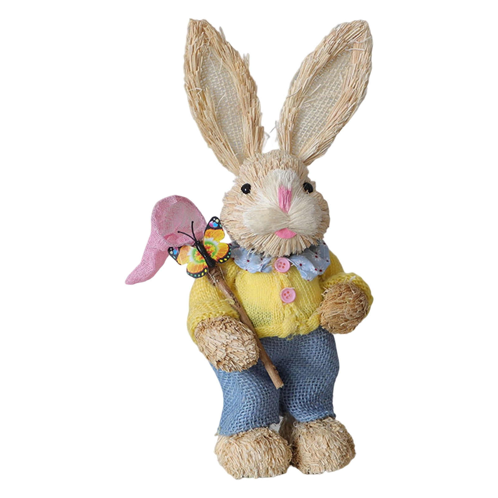 Yoone Hand Woven Artificial Straw Bunny Rustic Realistic Photography ...