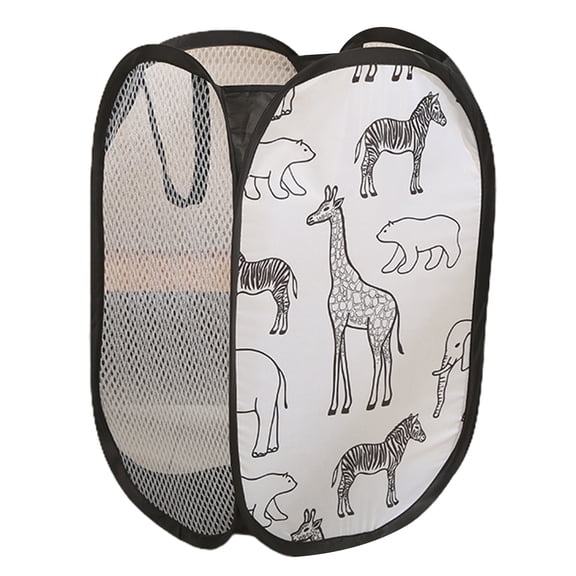 Yoone Laundry Basket Large Capacity Cartoon Foldable Multi Holes Hollow Out Store Dirty Clothes Flexible Giraffe Print Dirty Clothes Basket Household Supplies