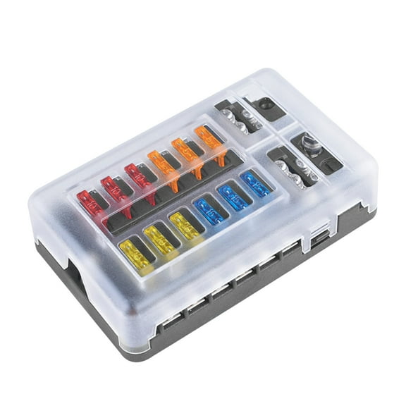 Yooshoverk 12 Circuit Fuse Block Box with Bus Bar 32V 100A Blade Fuse Holder Waterproof Marine Grade for Car Boat RV ATV UTV Electrical System Positive Negative Terminals
