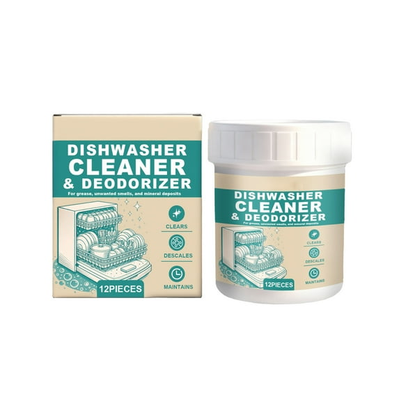 Yooshoverk 12-Pack Dishwasher Cleaner & Deodorizer Tablets – Yearly Supply For Deep Cleaning & Freshness Green Free Size