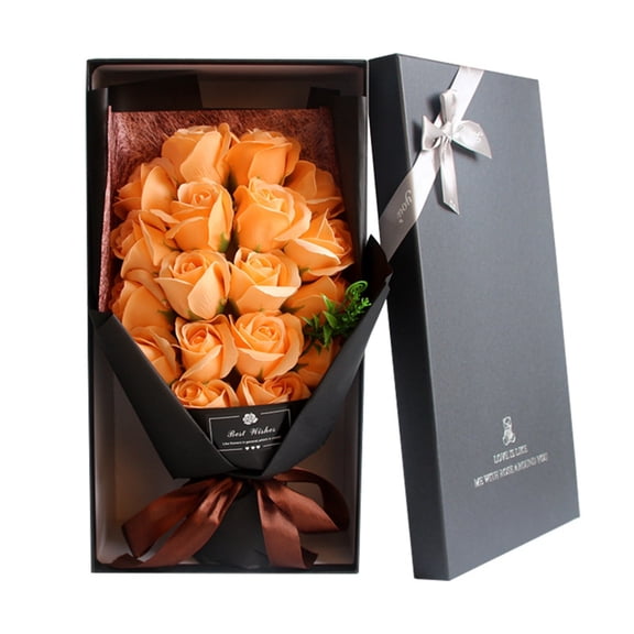 Yooshoverk 18-Piece Soap Rose Bouquet Gift Box – Valentine’S Day & Mother’S Day Birthday Surprise Gift Orange Free Size