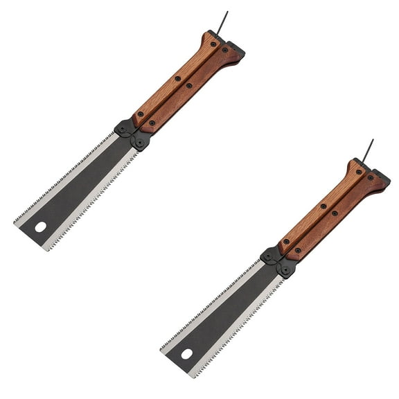 Yooshoverk 2-Pack Double Sided Folding Hand Saws 8 Inch & 6 Inch Pruning Saws High Carbon Steel Blades Ergonomic Grip Camping Woodworking Tree Trimming Tools for Garden Yard Survival Kit