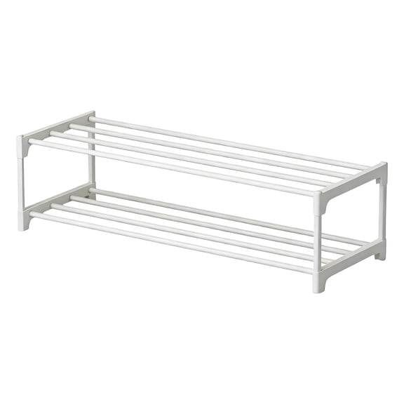 Yooshoverk 2-Tier Metal Shelf Shoe Rack Storage Organizer For Bedroom Closet Entry Dorm Room White 17.7X8.3In
