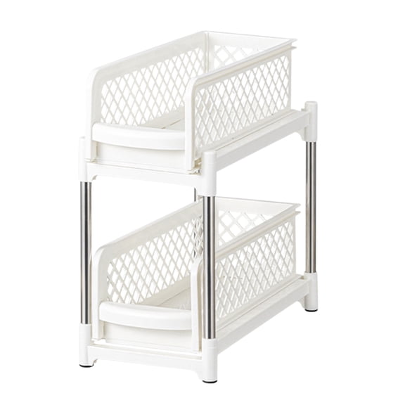 Yooshoverk 2 Tier Sliding Shelf Under Sink Organizer Pull Out Drawer Space Saving Design Maximizes Storage Prevents Clutter for Kitchen Cabinets Pantry Use