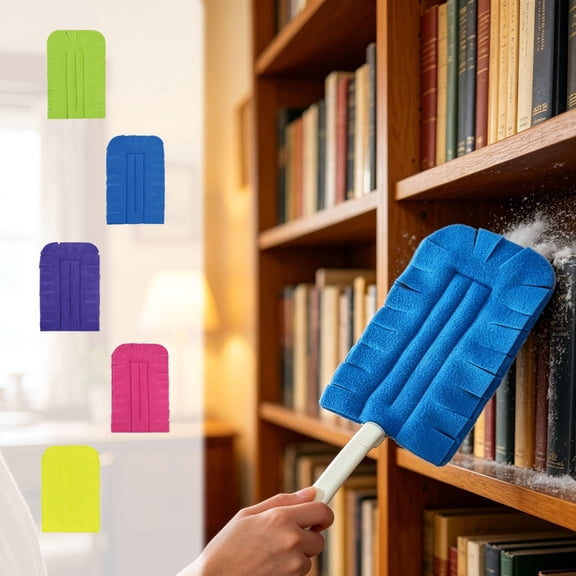 Yooshoverk 5 Pack Duster Kit With Replaceable Refills, Detachable Handle, Disposable & Washable Microfiber Duster For Home & Car Interior Multicolor 12.59X4.72X0.39In