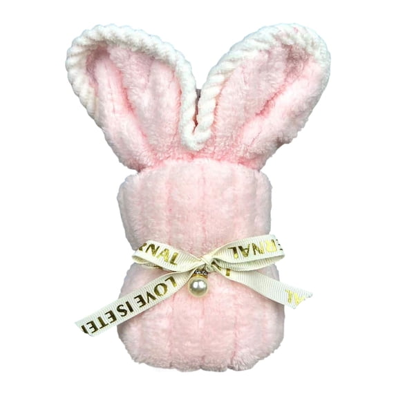 Yooshoverk 50X25Cm Bunny Fleece Towel – Soft & Cute Easter Gift For Bath & Beach Pink 50X25Cm