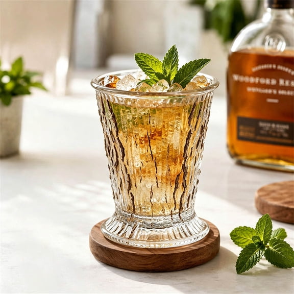Yooshoverk 6 Pc Mint Textured Glass Cups Multipurpose Drink Mugs For Beer Juice Cocktail Home Use Clear 3.18X4.56X3.66In
