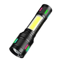 Yooshoverk Aluminum Alloy Zoomable Flashlight w/ Side COB Lights 5 Modes 12000LM High Power Search Light Waterproof Tactical Torch for Camping Night Fishing Construction Site Emergency Lighting