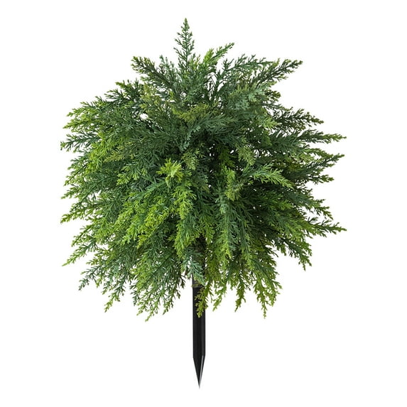 Yooshoverk Artificial Pine Sprigs Garden Stakes Faux Greenery Outdoor Decor UV Protected Realistic Plant Arrangement