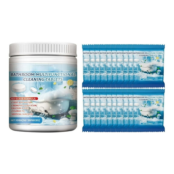 Yooshoverk Bathroom Cleaning Tablets Dissolvable Pads For Toilet Sink Bathtub Removes Soap Scum Hard Water Stains Fresh Scent 10 Pack Effervescent Action Septic Safe No Scrubbing Required