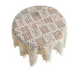 thumbnail image 1 of Yooshoverk Beige Knit Tablecloth Stretch Fabric Round Dining Cover Washable Textured Design 70 Inch, 1 of 6