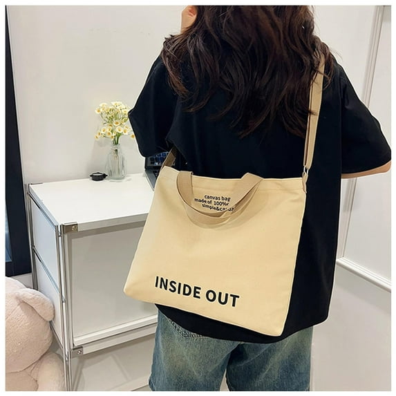 Yooshoverk Canvas Shoulder Bag – Large-Capacity Office Messenger & Student Party Handbag Khaki Free Size