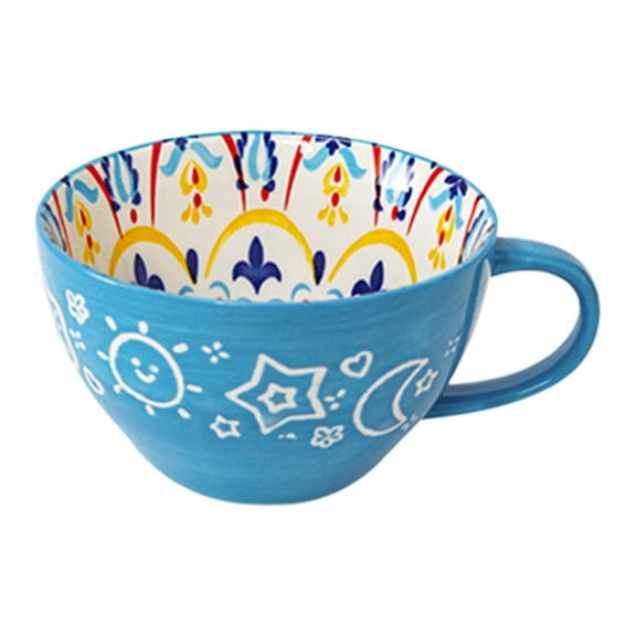 Yooshoverk Ceramic Mug 13.5oz Bohemian Design Coffee Cup Heat Resistant Prevents Cracking for Hot Drinks