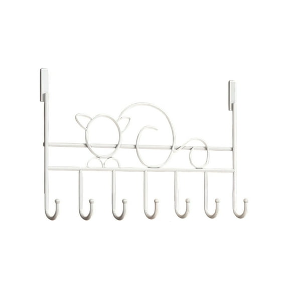 Yooshoverk Coat Hooks Over Door 7-Hook No-Drill Cat Design for Bedroom Kitchen Storage