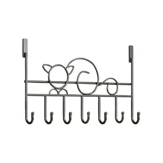 Yooshoverk Coat Hooks Over Door 7-Hook No-Drill Cat Design for Bedroom Kitchen Storage