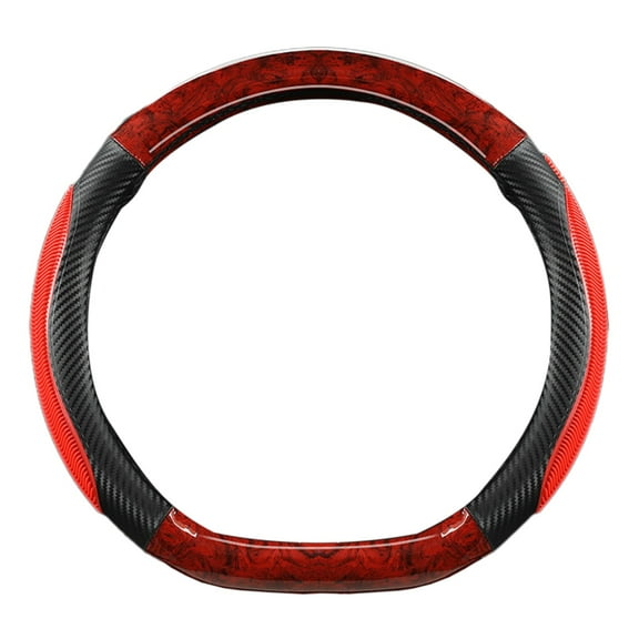 Yooshoverk D-Shaped Steering Cover - Wood Grain Breathable for Comfort, Stylish, Perfect for Cars, Enhances Grip for Driving