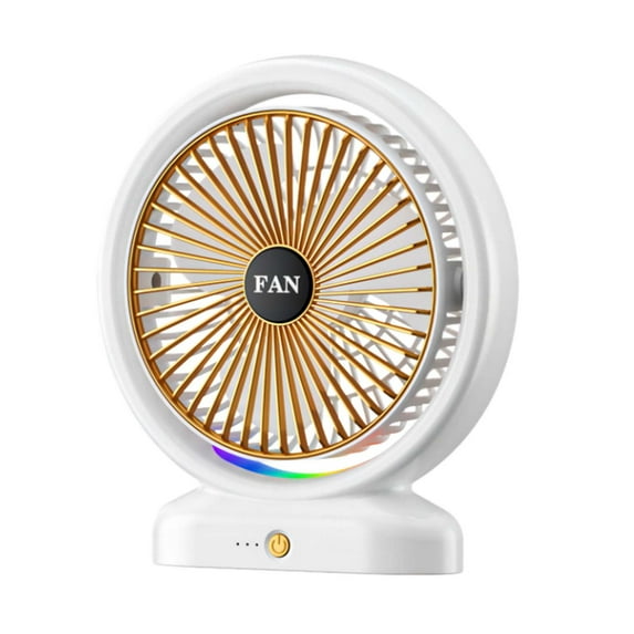 Yooshoverk Desk Fan, Rechargeable 3-Speed, Colorful LED Quiet Cooling, Portable, Home Office Camping Travel