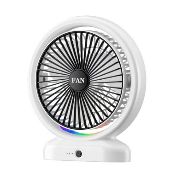 Yooshoverk Desk Fan, Rechargeable 3-Speed, Colorful LED Quiet Cooling, Portable, Home Office Camping Travel