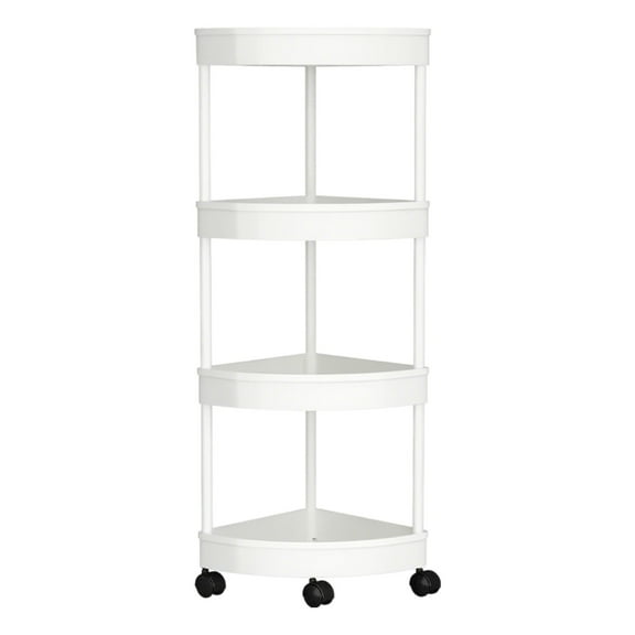 Yooshoverk No Drill Bathroom Corner Shelf: 4-Tier Organizer with Wheels and Drainage - Space Saving Shower Caddy, Adjustable Shelves, Rustproof Design, Holds Toiletries, Shampoo, Soap