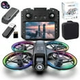 thumbnail image 1 of Yooshoverk Drone With 4.5Inch Screen Remote Control Brushless Motor And Cool Led Lights Drones 2.4G Rc Quadcopter Altitude Hold Obstacle Avoidance For Kids Adults Black 7.3X6.1X1.96In, 1 of 9