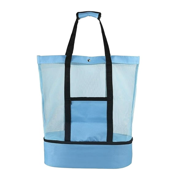 Yooshoverk Dry Wet Separated Beach Bag Large Insulated Tote Cooler Bag Mesh Pocket Aluminum Lining Pool Bag Shoulder Strap Eco Friendly