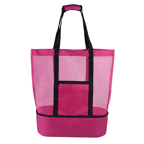 Yooshoverk Dry Wet Separated Beach Bag Large Insulated Tote Cooler Bag Mesh Pocket Aluminum Lining Pool Bag Shoulder Strap Eco Friendly