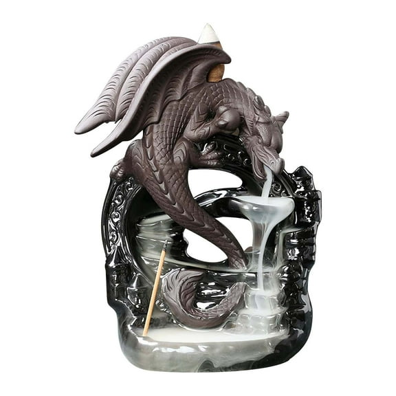 Yooshoverk European Style Pterosaur Backflow Incense Burner Sandalwood Waterfall Smoke Decor Dragon Design Aromatherapy Stove Zen Meditation Home Office Desk Ornament Unique Gift
