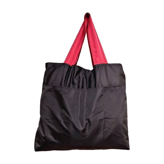 Yooshoverk Foldable Waterproof Reusable Shopping Bag Nylon Tote With Hidden Compartment Heavy-Duty & Multi-Color Black 20.08X16.93 In