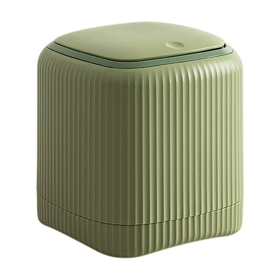 Yooshoverk Garbage Bin Countertop Wastebasket Push Button Multipurpose 13.5X13.5X14.5Cm Small Recycle Bin For Bedside Tables Green 5.71X5.31X5.31In