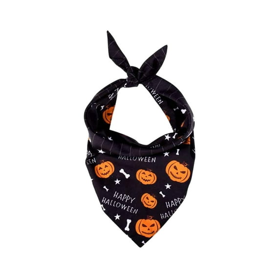 Yooshoverk Halloween Pet Bandana - Pumpkin Ghost Print Dog Scarf - Adjustable Triangle Neckerchief for Cats, Dogs - Washable Polyester Costume Accessory
