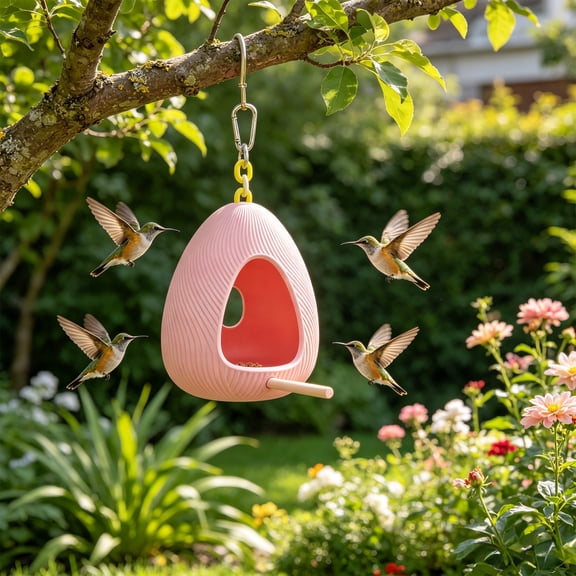 Yooshoverk Huaboshi Feathered Home Egg Pod Modern Green Birdhouse Chew-Proof Warm Keeping Bird Nest For Peony, Cockatiel, Budgie Pink Free Size