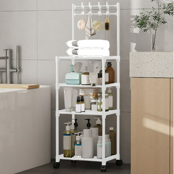 Yooshoverk Kitchen Storage Shelf 4-Tier Kitchen Shelving Unit - Metal Storage Rack for Pots, Pans & Appliances, Adjustable Height