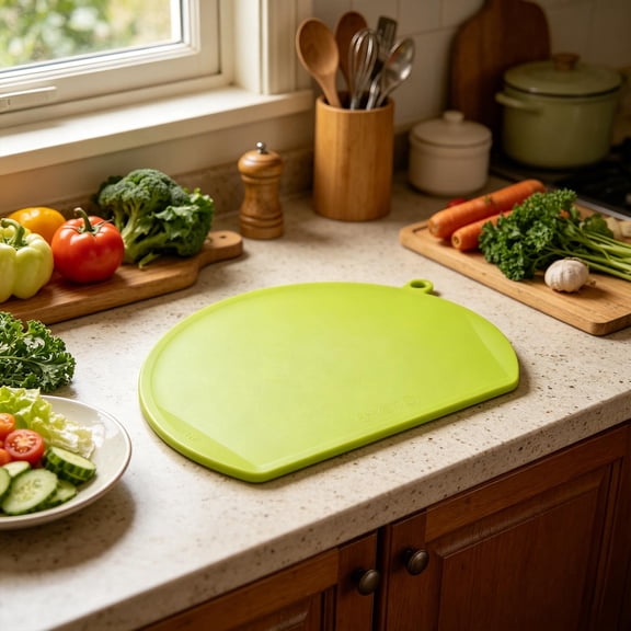 Yooshoverk Large Semi Circular Double-Sided Plastic Cutting Board Kitchen Countertop Chopping Board Green 13.77X11.41X0.19In