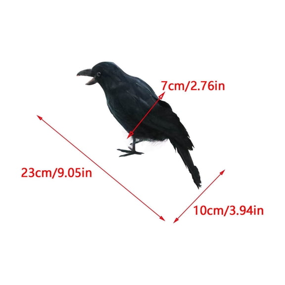 Yooshoverk Life Size Raven Prop Realistic Feather Texture Halloween Scary Yard Decoration Solve Bland Porches Gothic Accent for Grave Scenes Haunted House Display