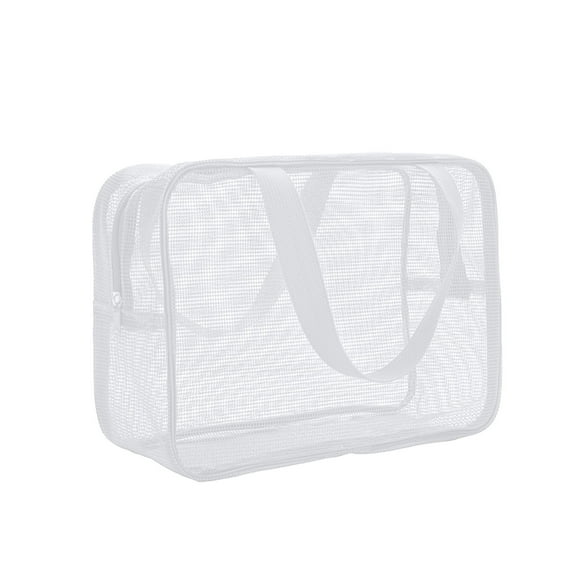 Yooshoverk Mesh Toiletry Bag Lightweight Multi-Pocket Water Resistant Polyester Carry Handle Hanging Hook Compact Beach Gym Pool Organizer See-Through Compartments