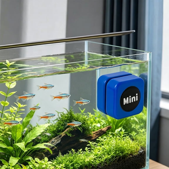 Yooshoverk Mini Magnetic Aquarium Glass Cleaner Strong Magnet Fish Tank Brush No Dead Corner Cleaning Tool Blue 1.06X1.18X1.18In