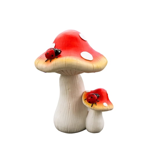 Yooshoverk Outdoor Garden Resin Ornaments Artificial Mushrooms Decorative Garden Statues Red Free Size