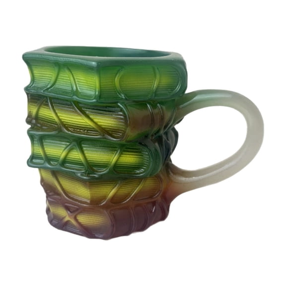 Yooshoverk Painted Book Stack Mug – Literary Vintage Novel Style Coffee Mug For Book Lovers Green Free Size