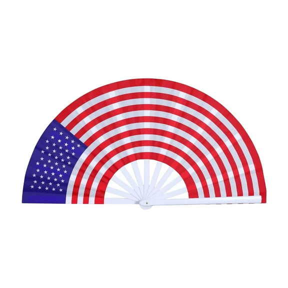 Yooshoverk Patriotic Hand Fan Folding Flag Design Vibrant 13-Inch for Cool Comfort Durable for 4th of July Parties Outdoor Events