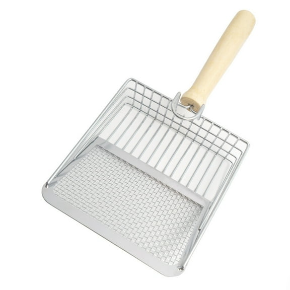 Yooshoverk Pet Litter Scoop Stainless Steel Fine Mesh with Wooden Handle Solving Clumping Waste for Cats Dogs