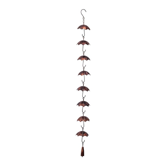 Yooshoverk Pinecone & Umbrella Rain Chain - Outdoor Metal Garden Wind Chime For Patio, Terrace & Rainwater Harvesting Gold-A 39.37In