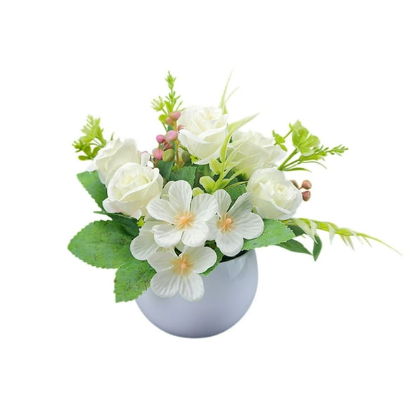 Yooshoverk Potted Plant, White, Fake Dried Flowers, Simulation Bouquet, Living Room Home Decor